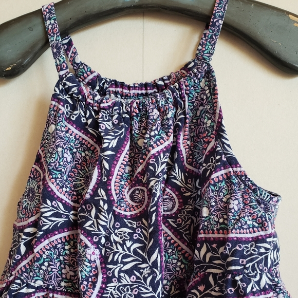 3/$20 Old Navy Purple Blue Floral Paisley Print Swing Tank Top, size 6-7 girls - Picture 3 of 8